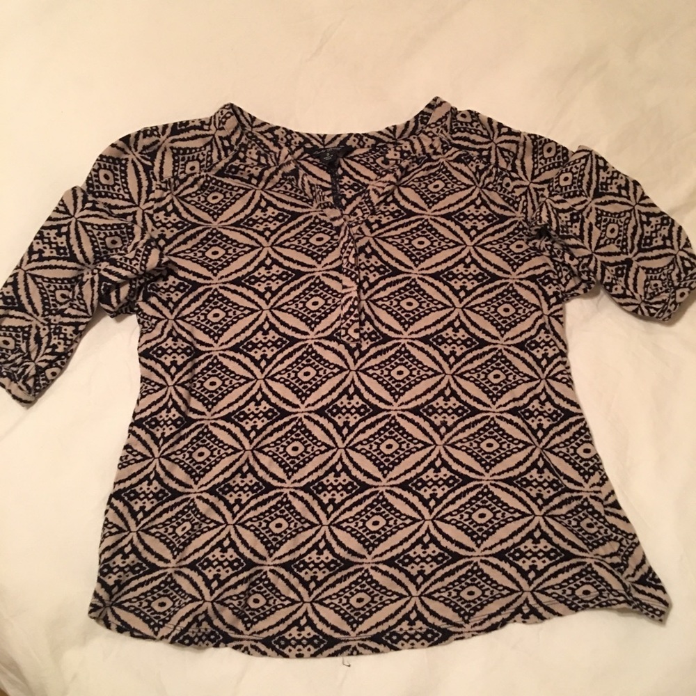 Luck brand cook tribal print 3/4 sleeve shirt